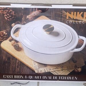 White Cast Iron 4-Quart Oval Dutch Oven